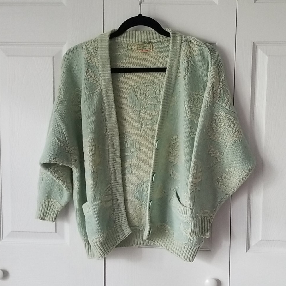 Benetton light blue/green vintage sweater size 44